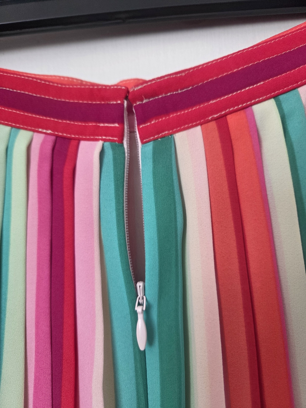 J. Crew Watermelon Colorful Striped Pleated Midi Skirt Multi-Color 6 Medium - Picture 6 of 11